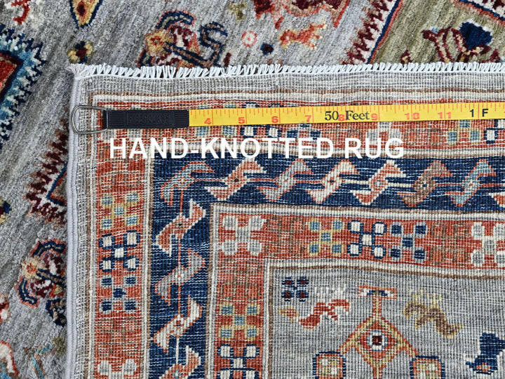 2'7" x 9'9" New Hand Knotted Grey Wool Runner Oriental Rug - MOA1021343