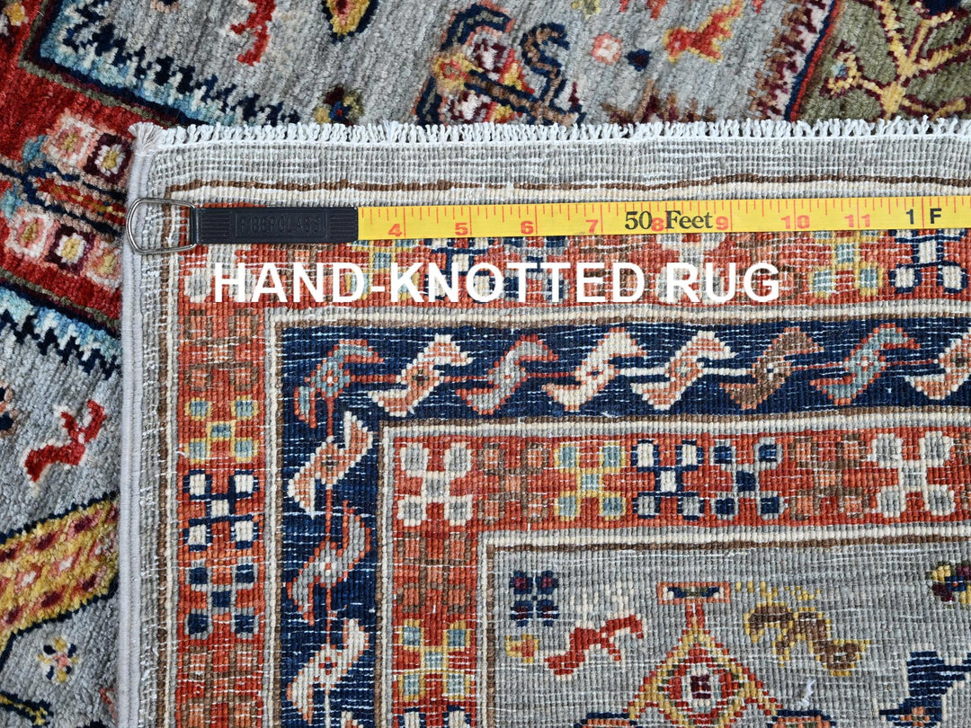 2'7" x 7'11" New Hand Knotted Grey Wool Runner Oriental Rug - MOA1021345
