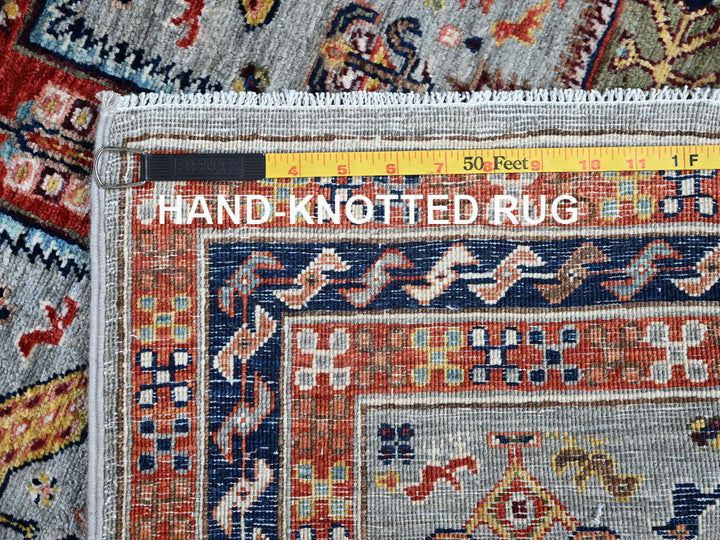 2'7" x 7'11" New Hand Knotted Grey Wool Runner Oriental Rug - MOA1021345