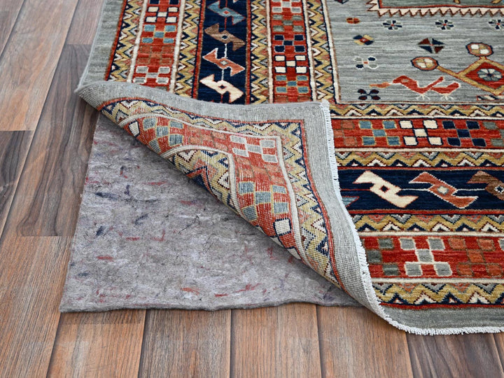 8'0" x 9'9" New Hand Knotted Grey Wool Rectangle Oriental Rug - MOA1021347