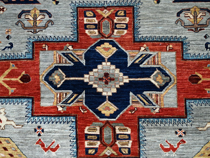 8'0" x 9'9" New Hand Knotted Grey Wool Rectangle Oriental Rug - MOA1021347