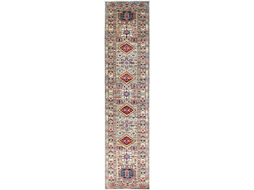 2'9" x 11'7" New Hand Knotted Grey Wool Runner Oriental Rug - MOA102135