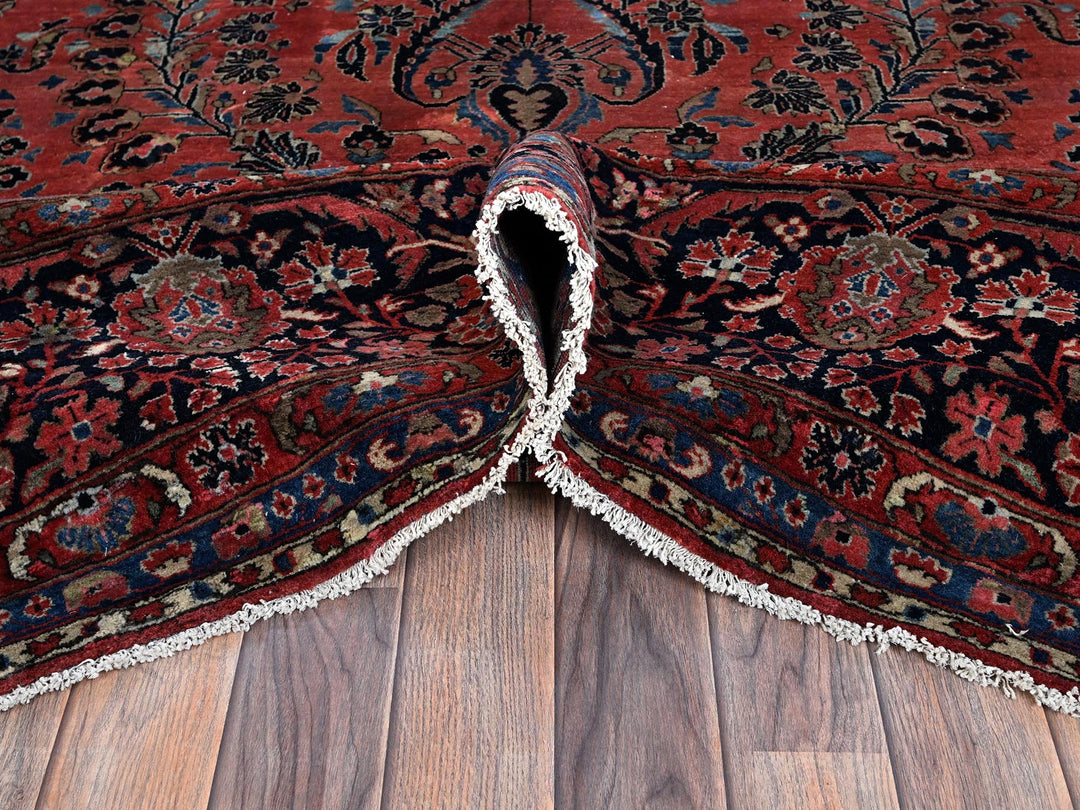 10'3" x 13'9" Vintage Hand Knotted Red Wool Rectangle Oriental Rug - MOA1021369
