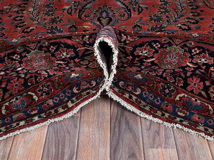 10'3" x 13'9" Vintage Hand Knotted Red Wool Rectangle Oriental Rug - MOA1021369