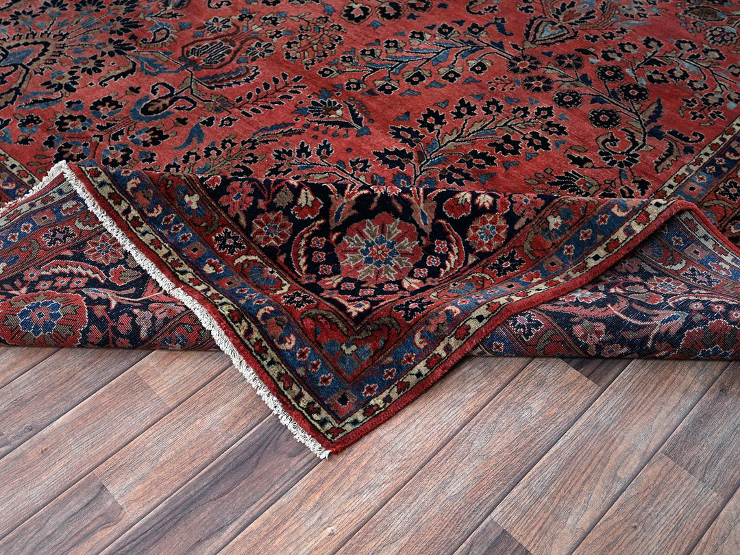 10'3" x 13'9" Vintage Hand Knotted Red Wool Rectangle Oriental Rug - MOA1021369