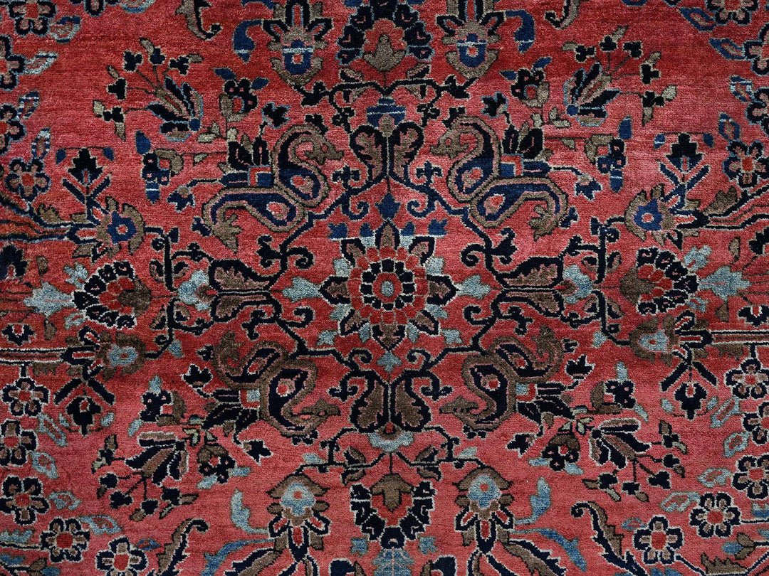 10'3" x 13'9" Vintage Hand Knotted Red Wool Rectangle Oriental Rug - MOA1021369