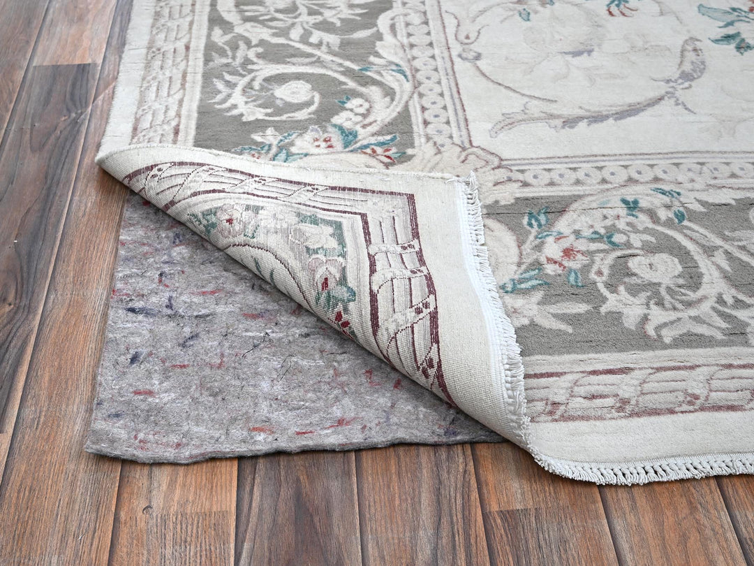 9'0" x 11'9" New Hand Knotted Ivory Wool Rectangle Oriental Rug - MOA1021370
