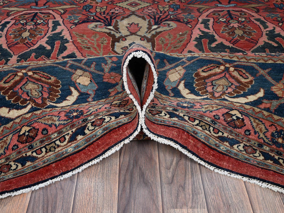 11'3" x 14'5" Vintage Hand Knotted Red Wool Rectangle Oriental Rug - MOA1021373