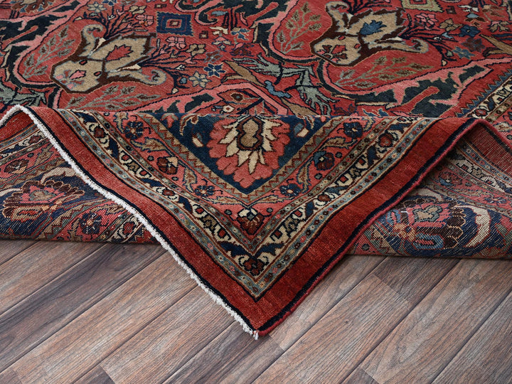 11'3" x 14'5" Vintage Hand Knotted Red Wool Rectangle Oriental Rug - MOA1021373