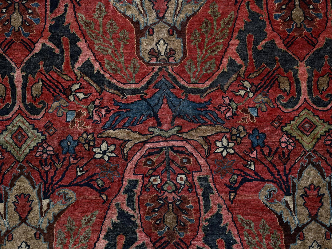 11'3" x 14'5" Vintage Hand Knotted Red Wool Rectangle Oriental Rug - MOA1021373