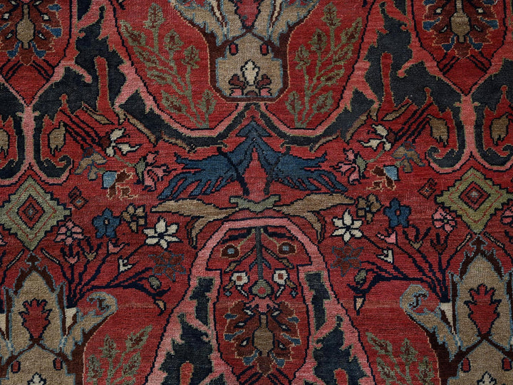 11'3" x 14'5" Vintage Hand Knotted Red Wool Rectangle Oriental Rug - MOA1021373