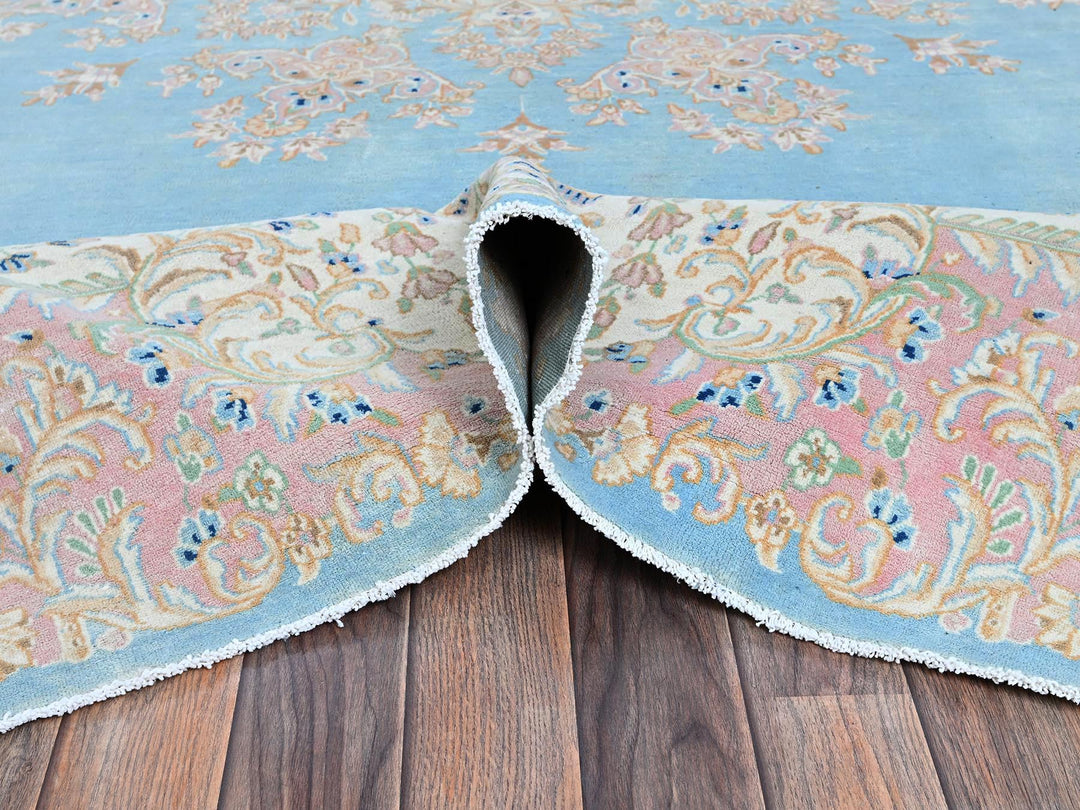 11'7" x 12'2" Vintage Hand Knotted Blue Wool Square Oriental Rug - MOA1021374