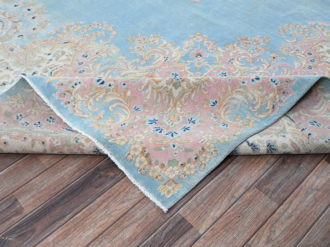 11'7" x 12'2" Vintage Hand Knotted Blue Wool Square Oriental Rug - MOA1021374