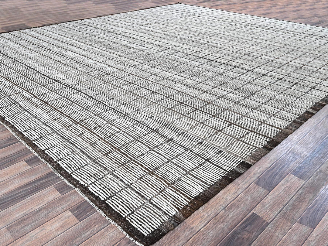 12'6" x 14'11" New Hand Knotted Ivory Wool Rectangle Oriental Rug - MOA1021375