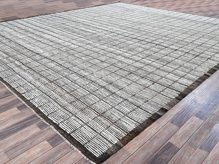 12'6" x 14'11" New Hand Knotted Ivory Wool Rectangle Oriental Rug - MOA1021375