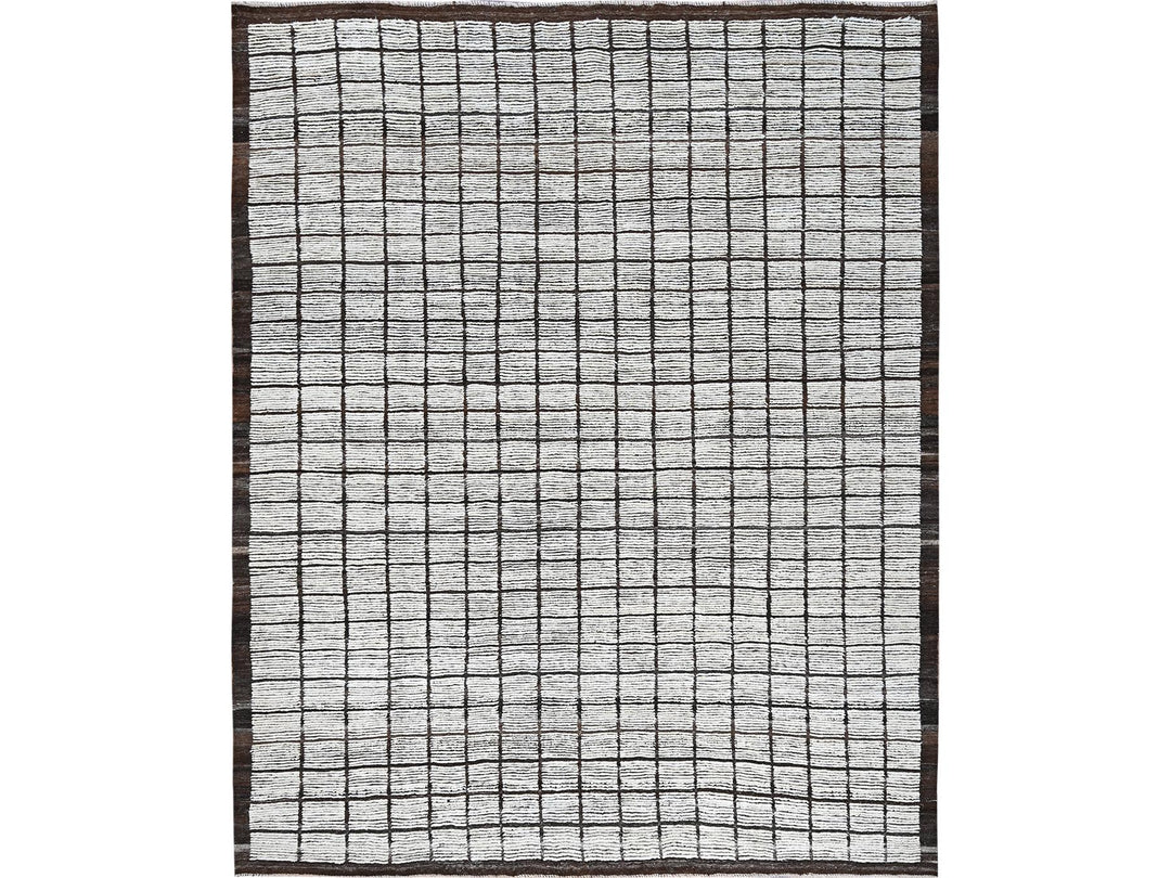 9'7" x 11'8" New Hand Knotted Ivory Wool Rectangle Oriental Rug - MOA1021376