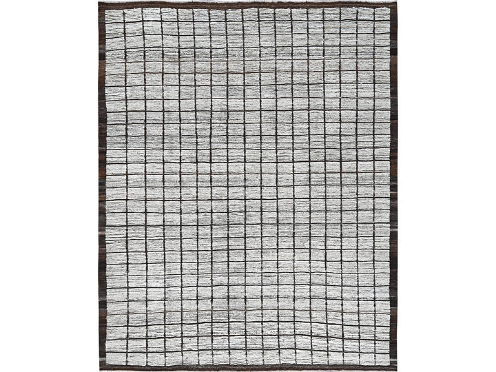 9'7" x 11'8" New Hand Knotted Ivory Wool Rectangle Oriental Rug - MOA1021376