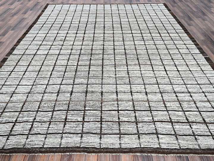 9'7" x 11'8" New Hand Knotted Ivory Wool Rectangle Oriental Rug - MOA1021376