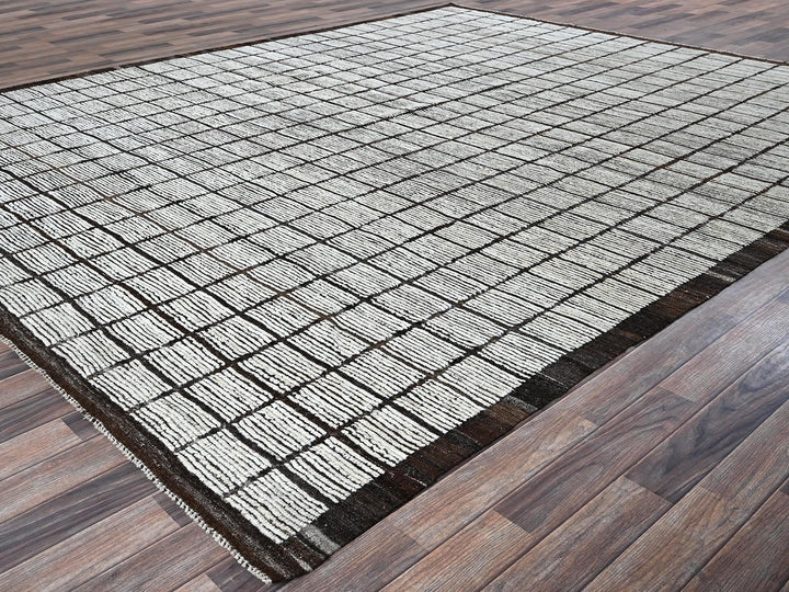 9'7" x 11'8" New Hand Knotted Ivory Wool Rectangle Oriental Rug - MOA1021376
