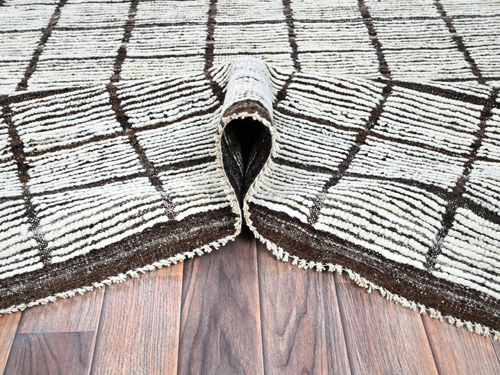 9'7" x 11'8" New Hand Knotted Ivory Wool Rectangle Oriental Rug - MOA1021376