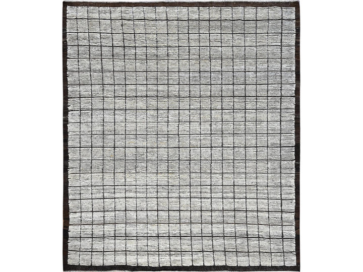 8'4" x 9'10" New Hand Knotted Ivory Wool Rectangle Oriental Rug - MOA1021377