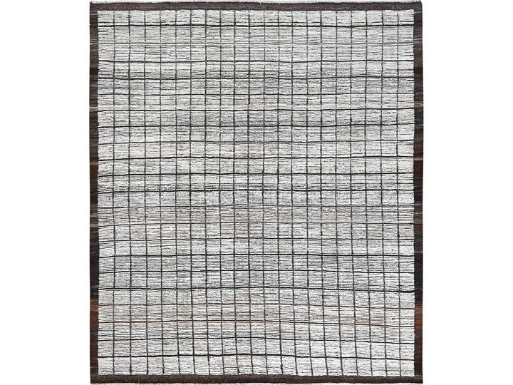 8'9" x 9'10" New Hand Knotted Ivory Wool Rectangle Oriental Rug - MOA1021378
