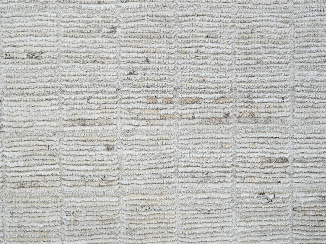 9'1" x 11'11" New Hand Knotted Ivory Wool Rectangle Oriental Rug - MOA1021379