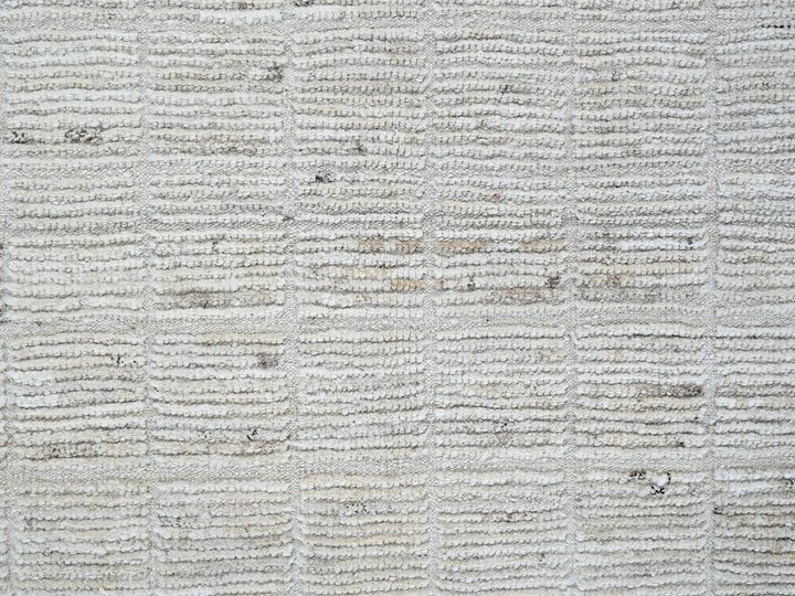 9'1" x 11'11" New Hand Knotted Ivory Wool Rectangle Oriental Rug - MOA1021379