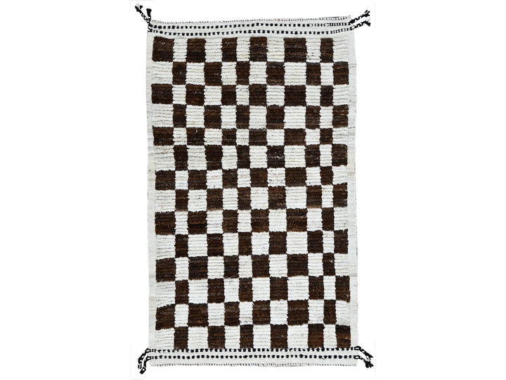 2'10" x 4'9" New Hand Knotted Brown Wool Rectangle Oriental Rug - MOA1021380