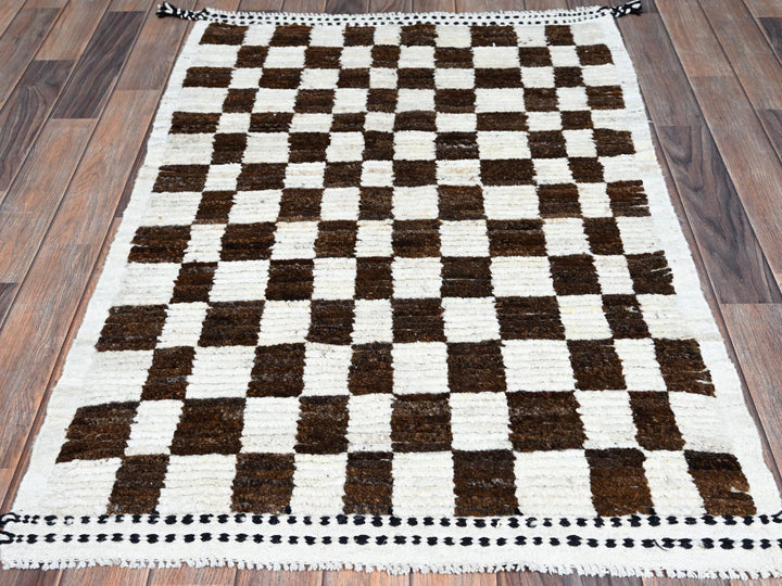 2'10" x 4'9" New Hand Knotted Brown Wool Rectangle Oriental Rug - MOA1021380