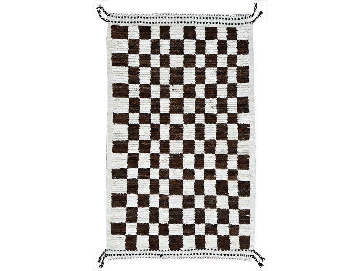 2'10" x 4'10" New Hand Knotted Brown Wool Rectangle Oriental Rug - MOA1021381