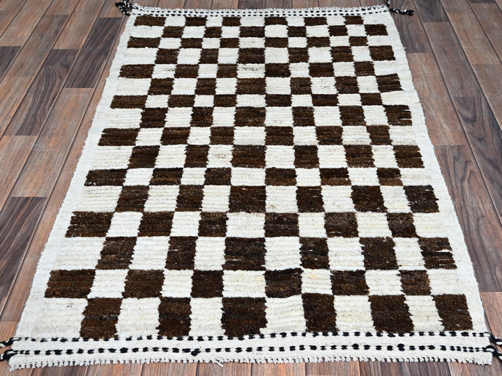 2'10" x 4'10" New Hand Knotted Brown Wool Rectangle Oriental Rug - MOA1021381