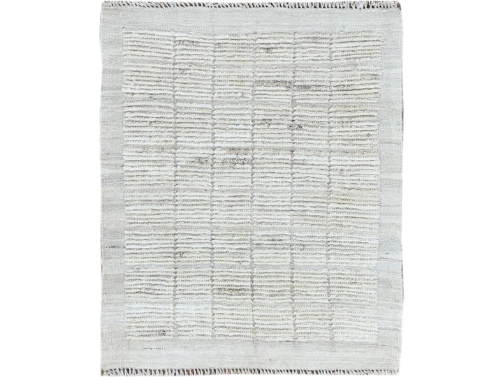 2'4" x 2'11" New Hand Knotted Ivory Wool Rectangle Oriental Rug - MOA1021386