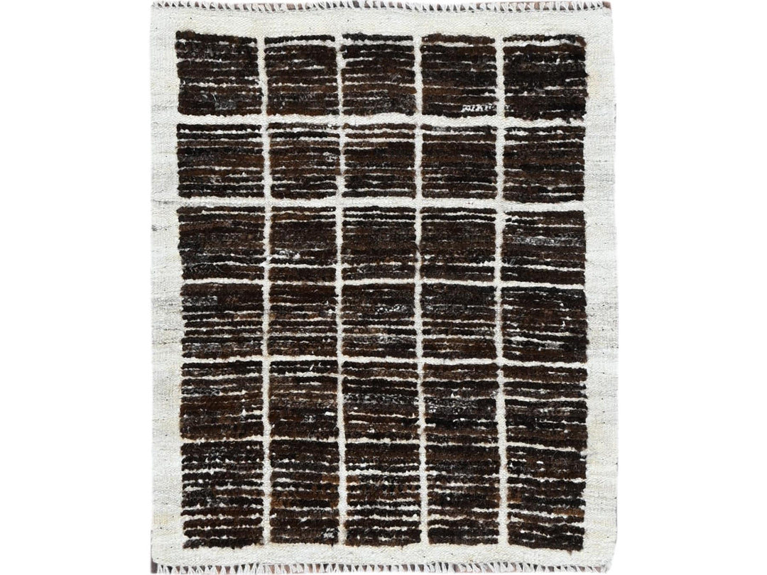 2'1" x 2'7" New Hand Knotted Brown Wool Rectangle Oriental Rug - MOA1021388