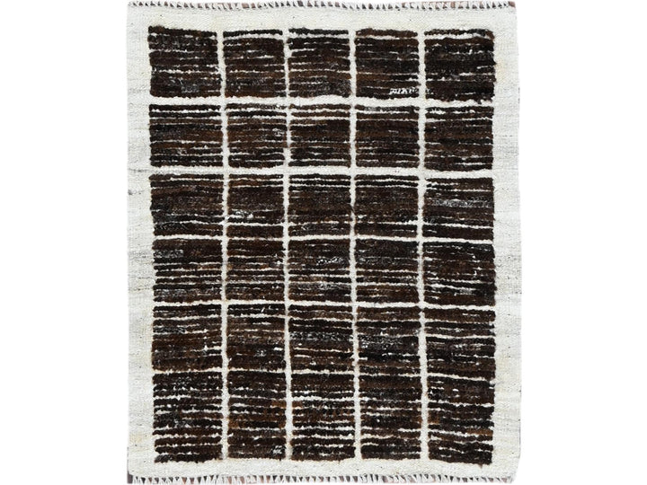 2'1" x 2'7" New Hand Knotted Brown Wool Rectangle Oriental Rug - MOA1021388