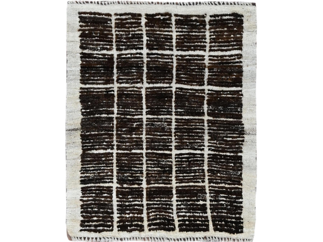 2'1" x 2'7" New Hand Knotted Brown Wool Rectangle Oriental Rug - MOA1021389