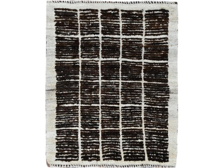 2'1" x 2'7" New Hand Knotted Brown Wool Rectangle Oriental Rug - MOA1021389
