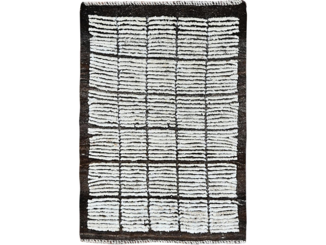 2'1" x 2'8" New Hand Knotted Ivory Wool Rectangle Oriental Rug - MOA1021396