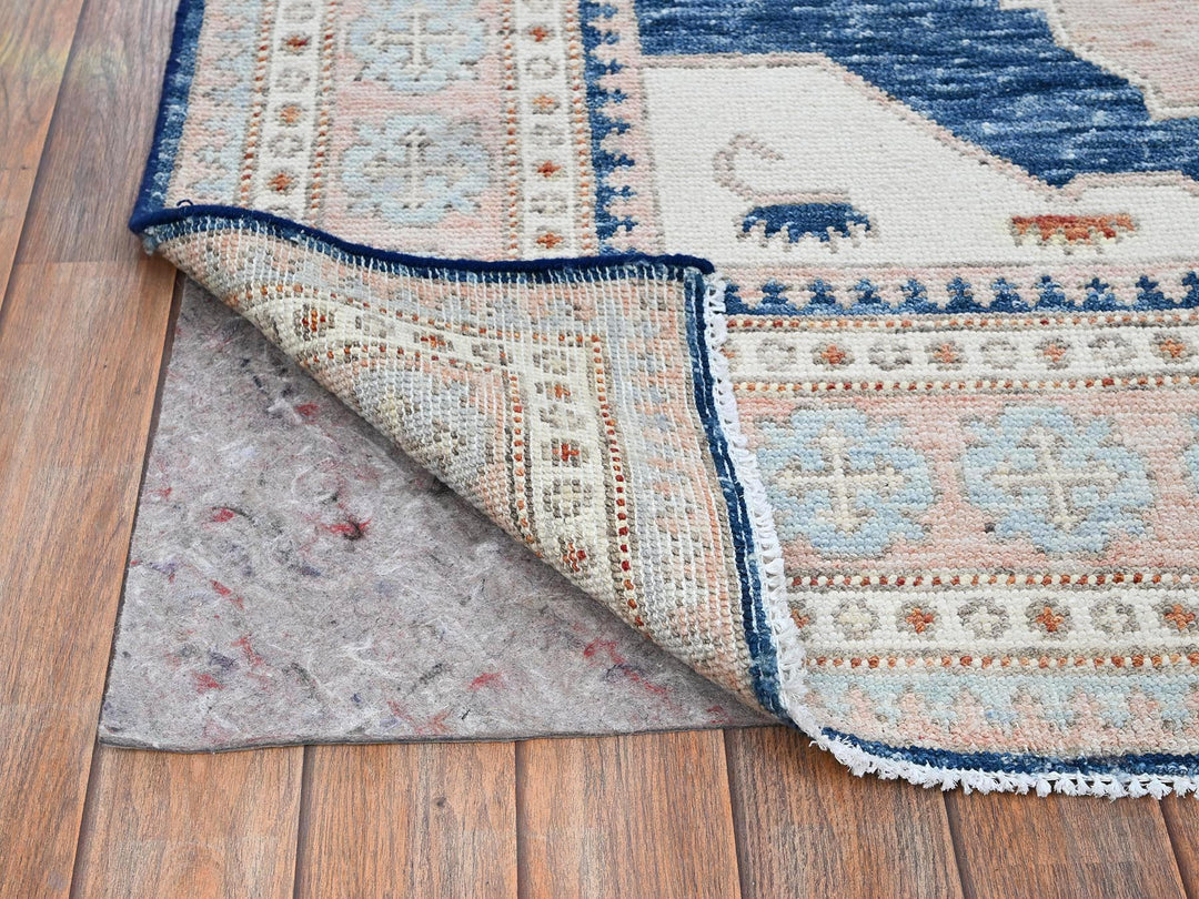 4'11" x 6'10" New Hand Knotted Blue Wool Rectangle Oriental Rug - MOA1021416