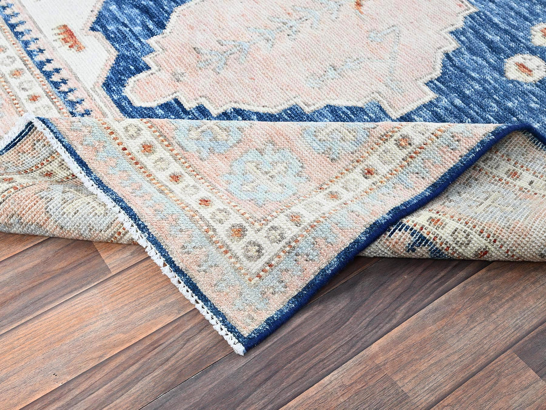 4'11" x 6'10" New Hand Knotted Blue Wool Rectangle Oriental Rug - MOA1021416