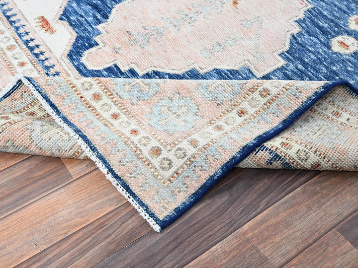 4'11" x 6'10" New Hand Knotted Blue Wool Rectangle Oriental Rug - MOA1021416