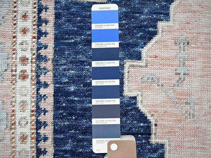 4'11" x 6'10" New Hand Knotted Blue Wool Rectangle Oriental Rug - MOA1021416