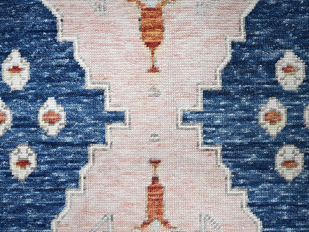 4'11" x 6'10" New Hand Knotted Blue Wool Rectangle Oriental Rug - MOA1021416