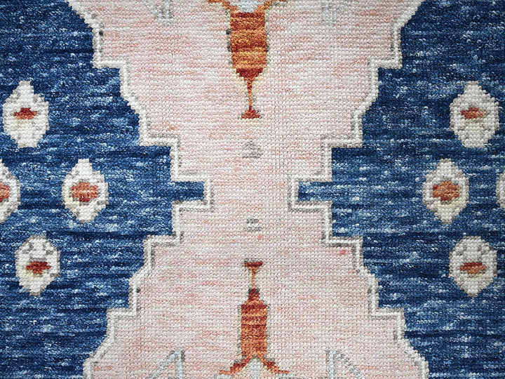 4'11" x 6'10" New Hand Knotted Blue Wool Rectangle Oriental Rug - MOA1021416