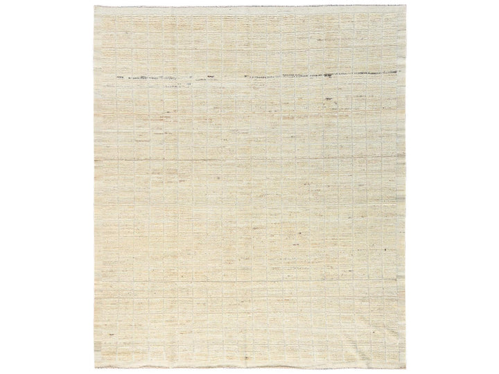8'5" x 10'3" New Hand Knotted Ivory Wool Rectangle Oriental Rug - MOA1021422