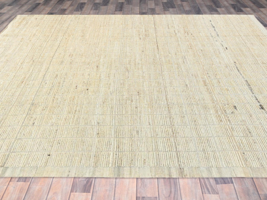 8'5" x 10'3" New Hand Knotted Ivory Wool Rectangle Oriental Rug - MOA1021422