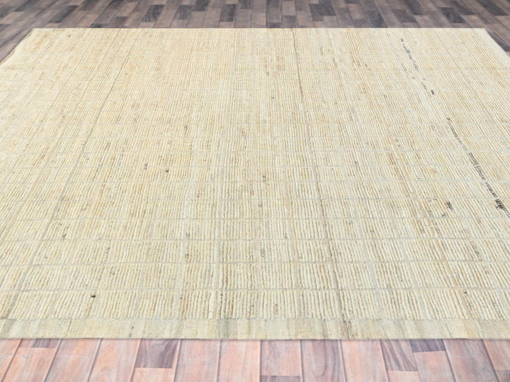 8'5" x 10'3" New Hand Knotted Ivory Wool Rectangle Oriental Rug - MOA1021422