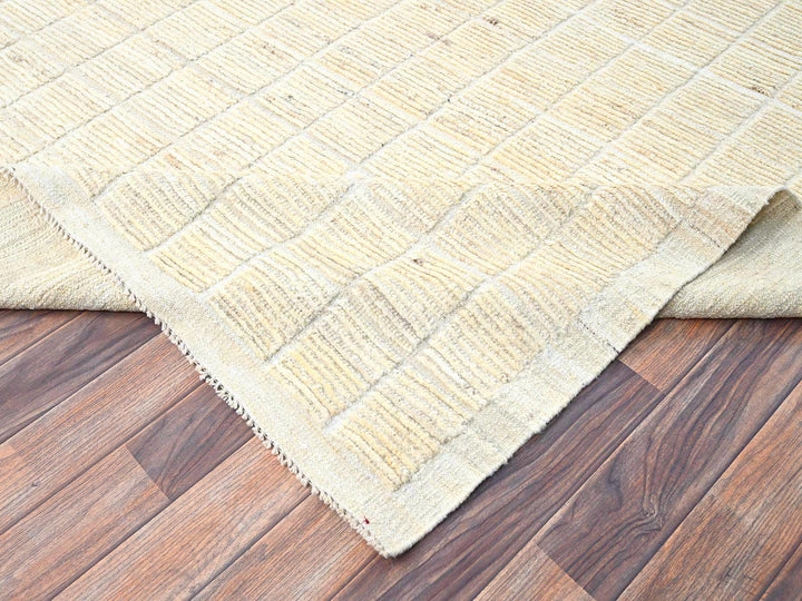 8'5" x 10'3" New Hand Knotted Ivory Wool Rectangle Oriental Rug - MOA1021422