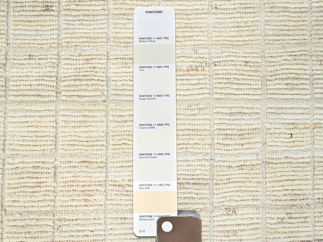 8'5" x 10'3" New Hand Knotted Ivory Wool Rectangle Oriental Rug - MOA1021422