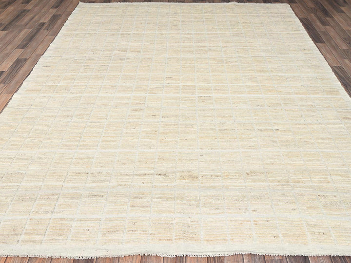 8'1" x 9'10" New Hand Knotted Ivory Wool Rectangle Oriental Rug - MOA1021424